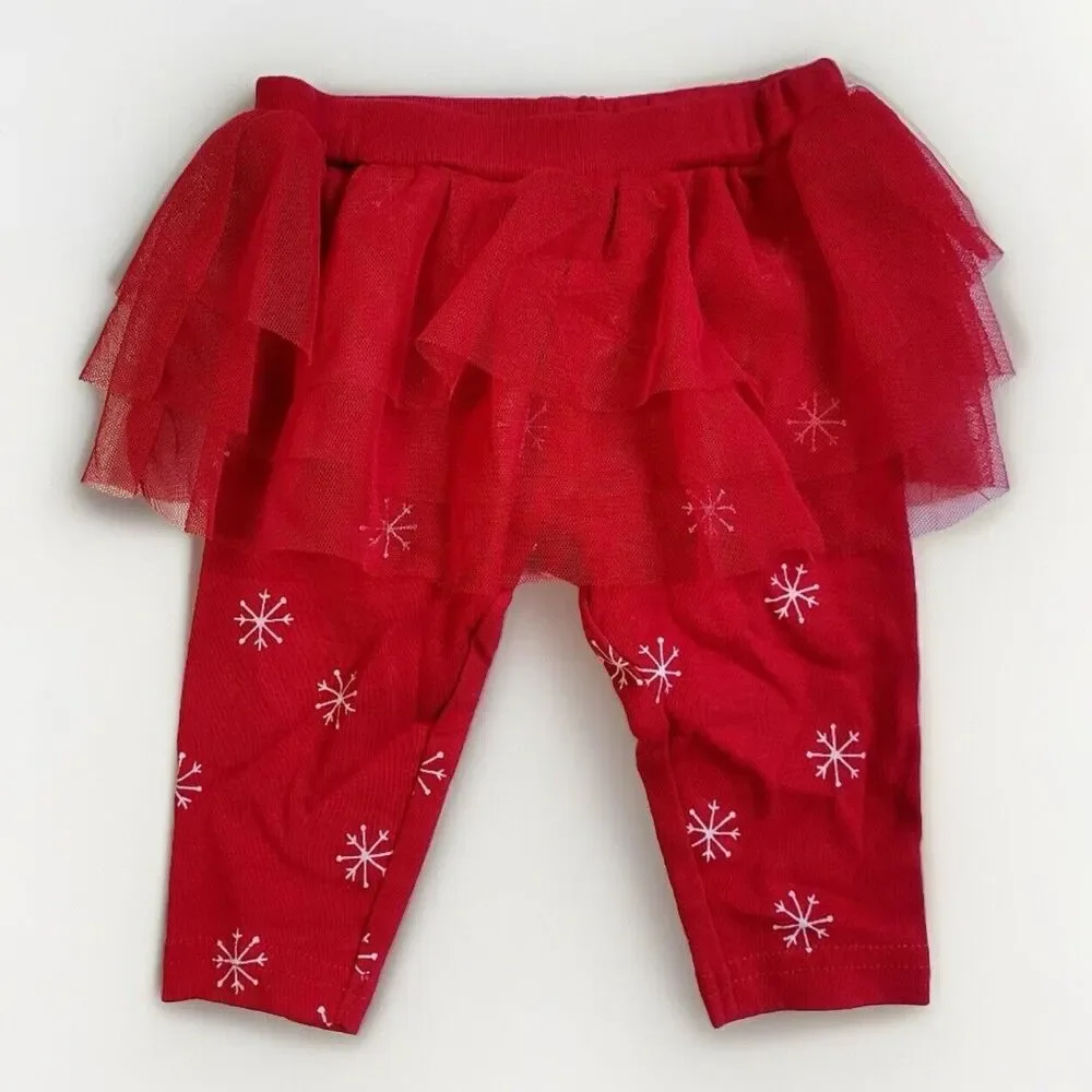 Carter's Red & White Baby Girls Christmas Holiday Snowman Snowflake Tutu Set NEW